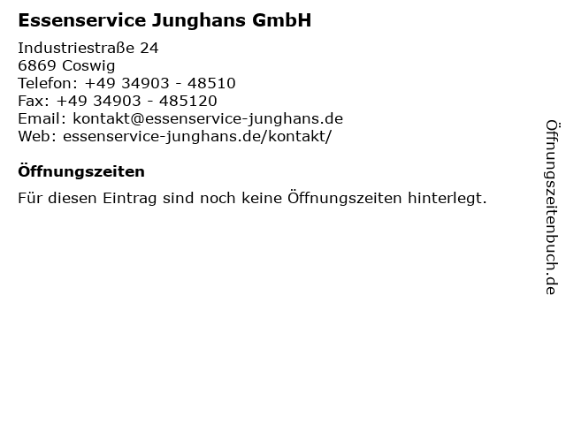 ffnungszeiten Essenservice Junghans GmbH Industriestra e